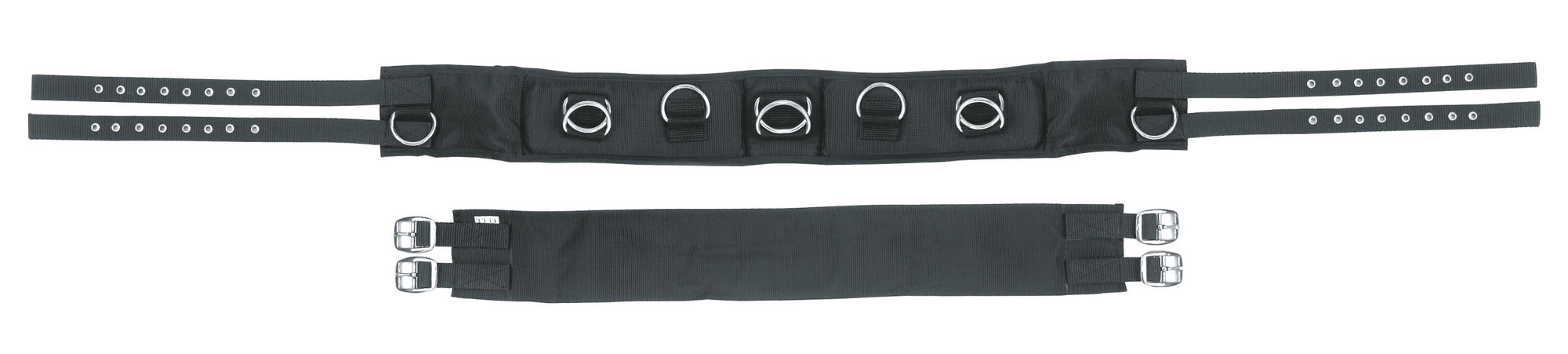 Covalliero Longiergurt, breit, 9 Ringe, mit verstellbarem Bauchgurt, schwarz, Pony