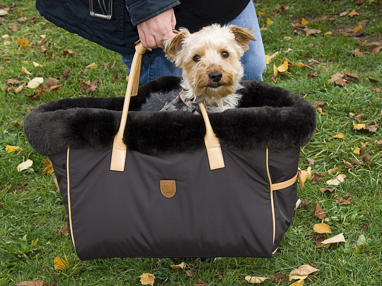 CHRIST Lammfell Hunde-Tragetasche "Bailey", Hundetasche, mit Lammfell