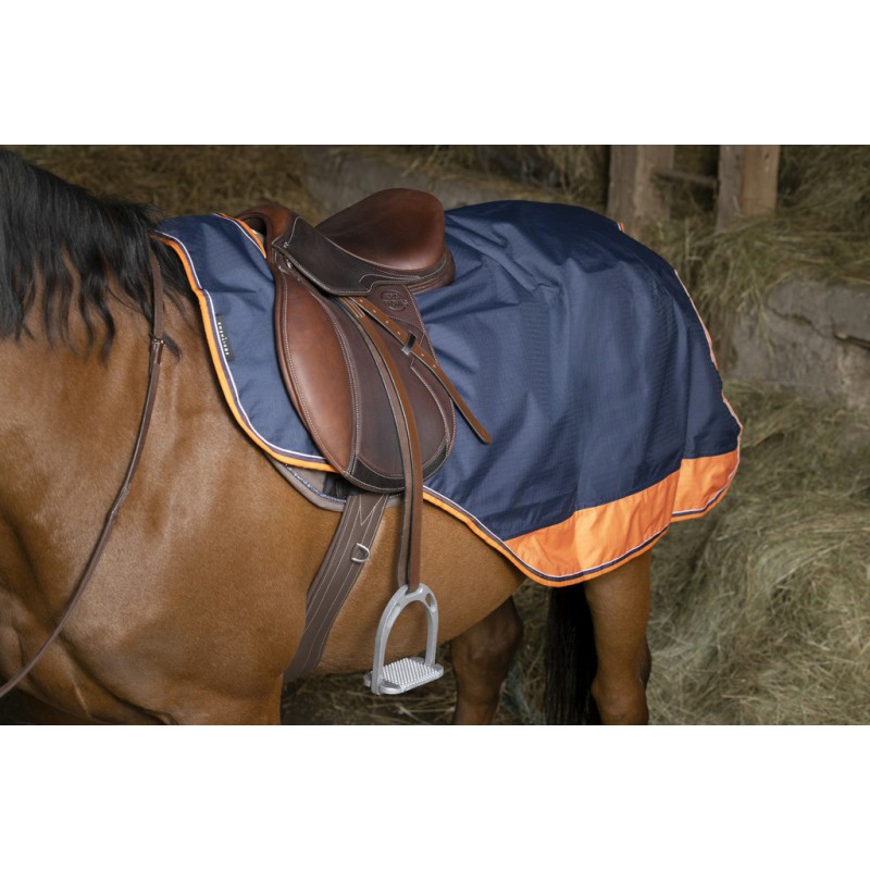 EQUITHÈME "TYREX 600D", Nierendecke, marineblau/orange, Pferdedecke, Ausreitdecke