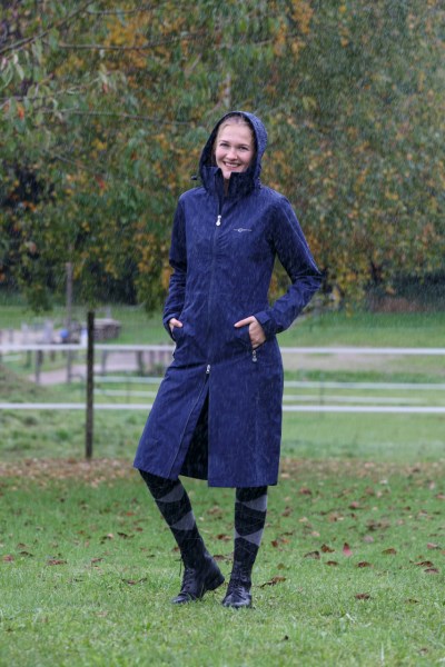Regenmantel navy wasserdicht mit Kapuze