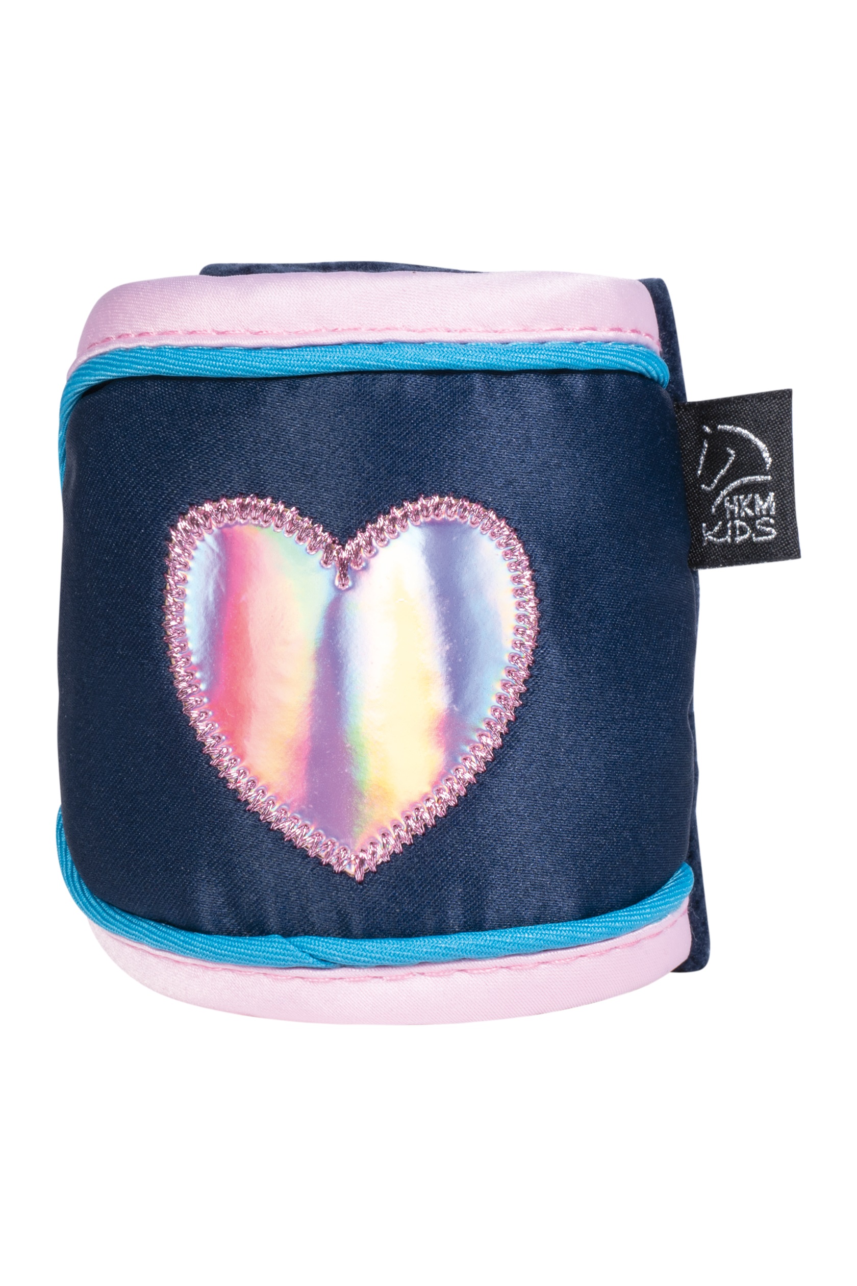 Fleecebandagen "Funny Horses Hearts", dunkelblau/rosa, 4er-Set