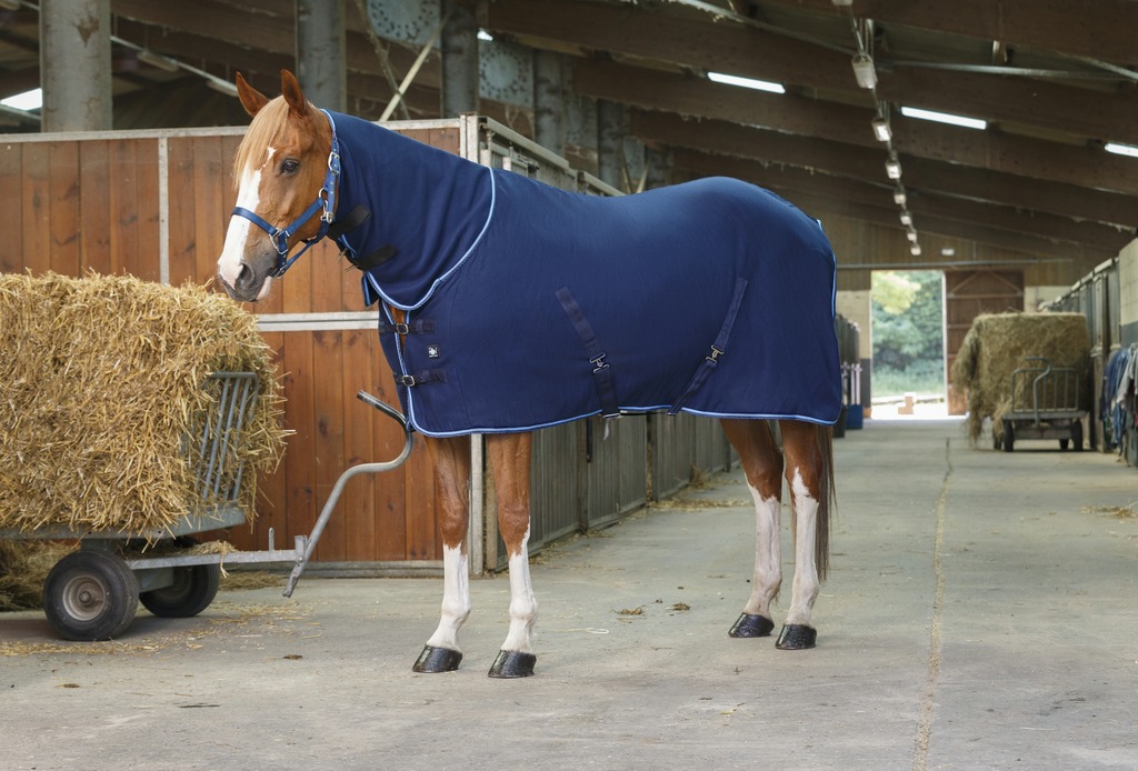 RIDING WORLD "Combo", Polarfleecedecke, Abschwitzdecke, marineblau/hellblau