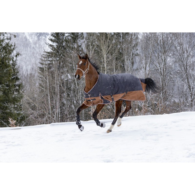 EQUITHÈME TYREX 600D "Aisance" Decke, 300g Füllung, Pferdedecke, grau/braun, Weidedecke