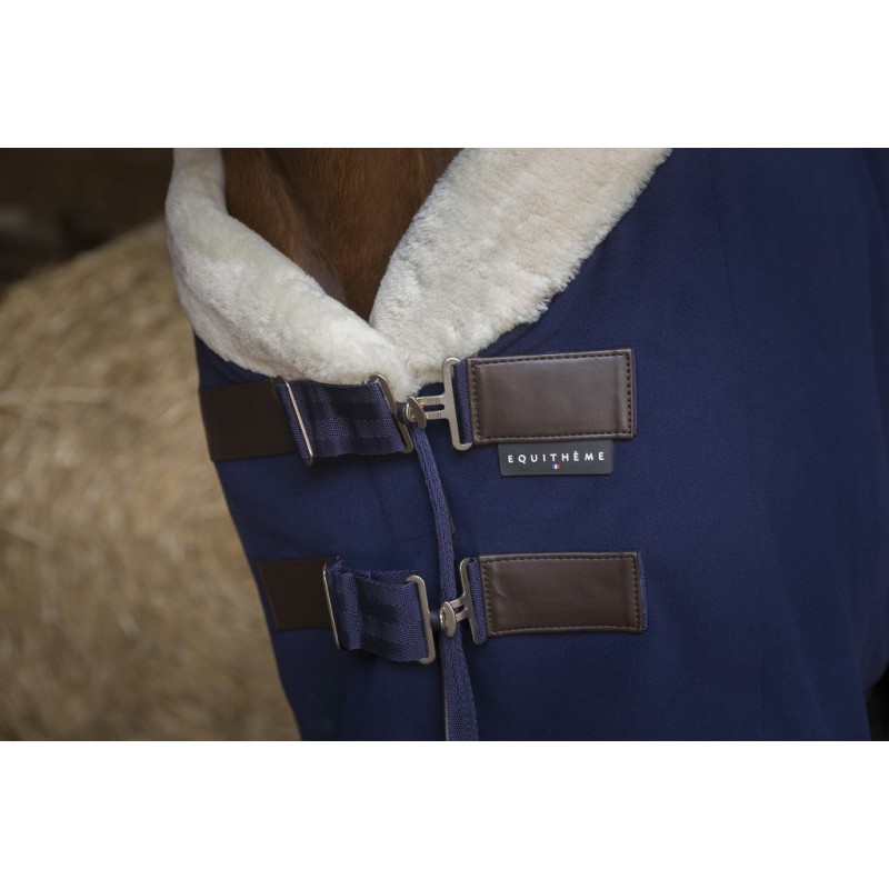 EQUITHÈME "Teddy", Polarfleecedecke, Abschwitzdecke, marineblau