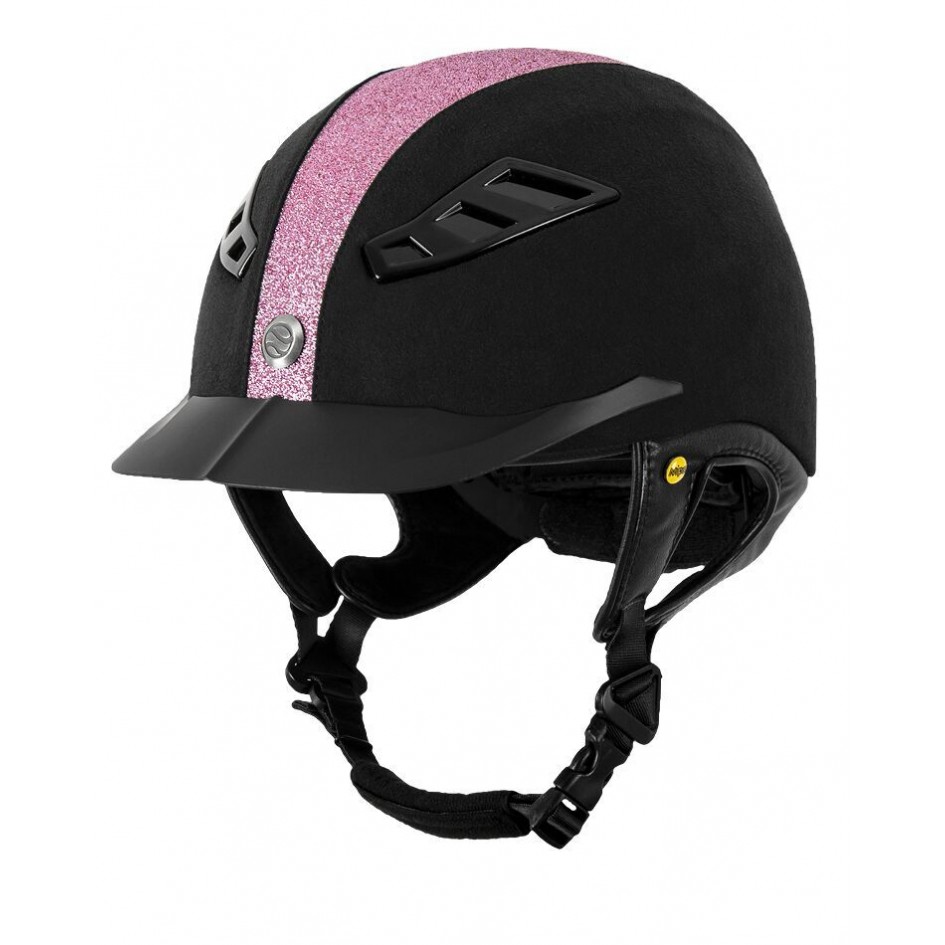 Back on Track Reithelm "EQ3 Lynx Micromocca",schwarz/pink, Glitzer