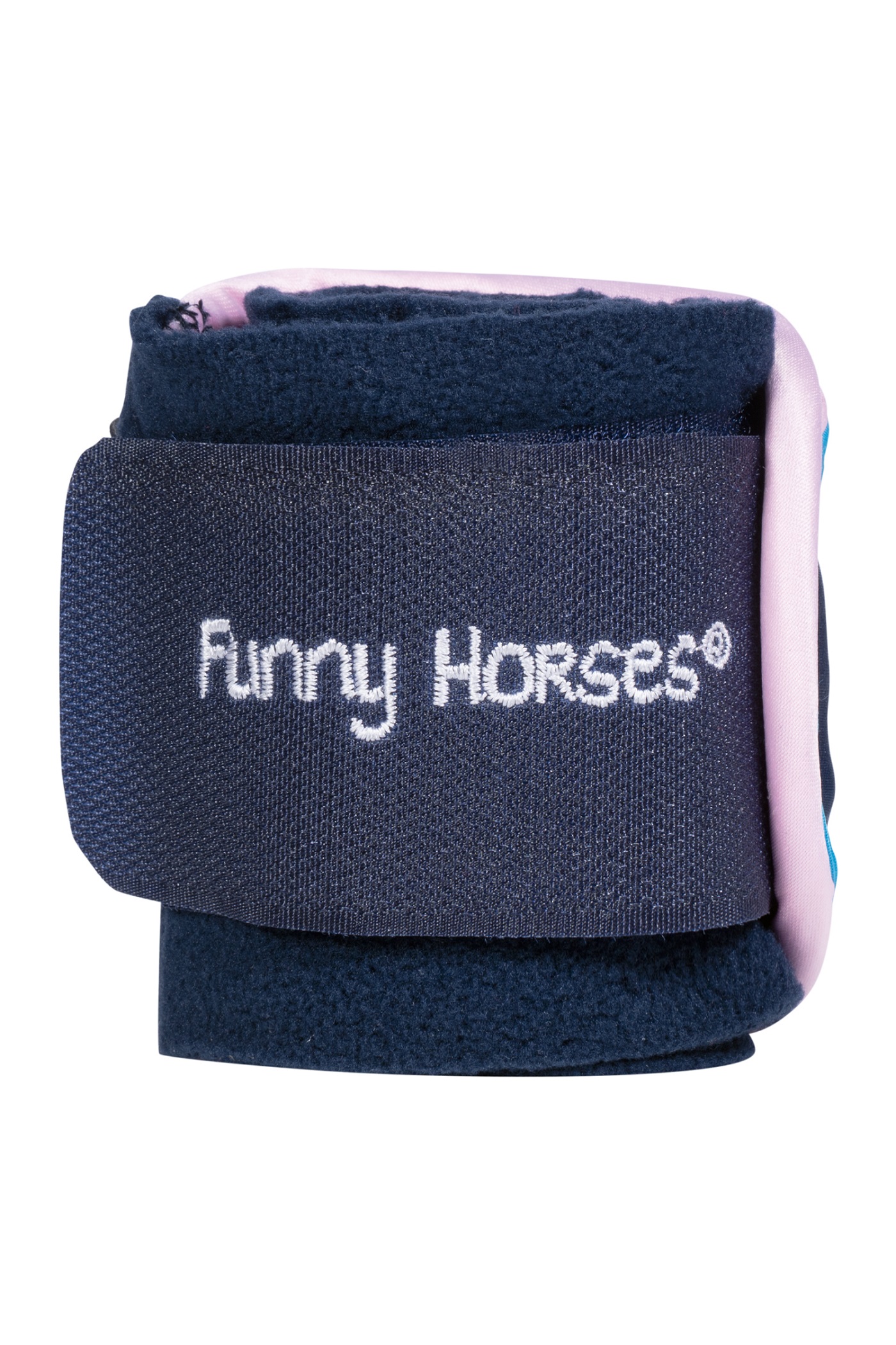 Fleecebandagen "Funny Horses Hearts", dunkelblau/rosa, 4er-Set
