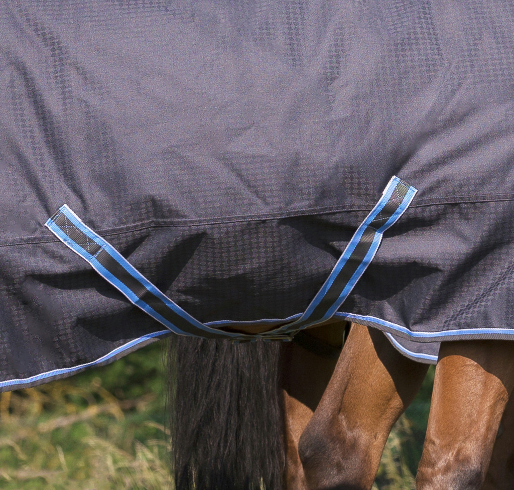 EQUITHÈME "TYREX 1200D" 8000/8000 Decke, 300g Füllung, Pferdedecke, grau/blau, Weidedecke
