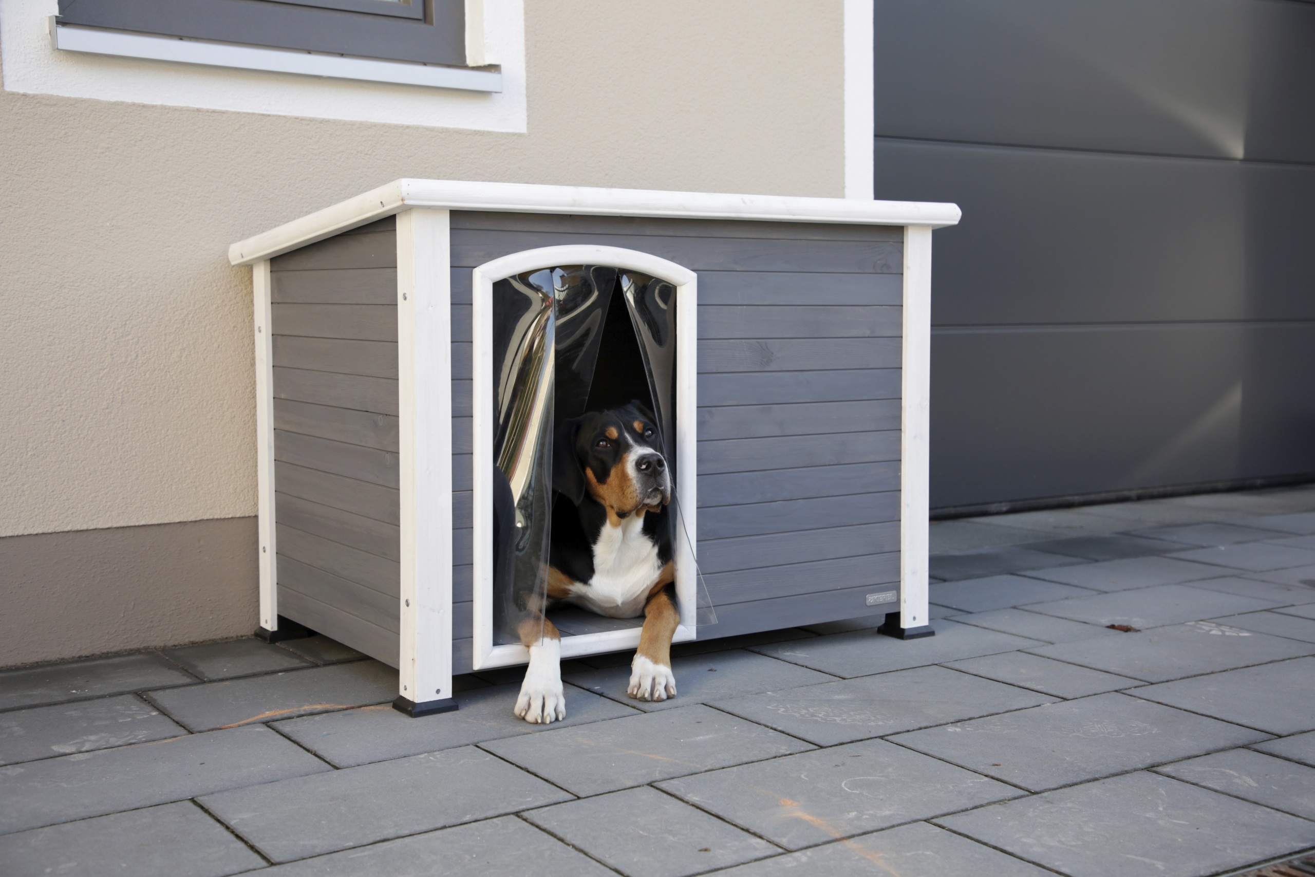 Kerbl Hundehütte "Kenny", 113 x 77 x 81 cm, weiß/grau