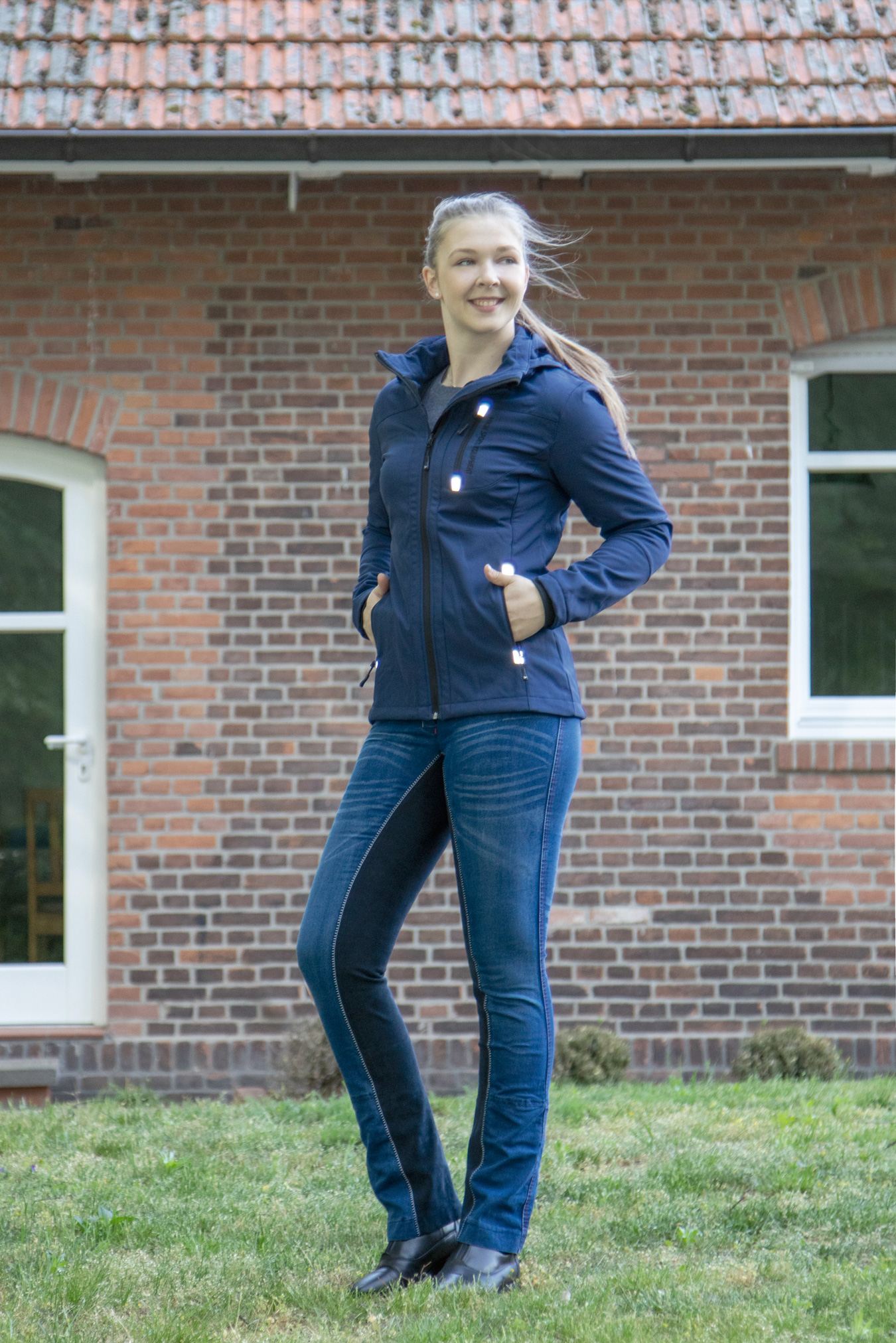 Reithose "Summer Denim", Alos Wildlederimitat-Vollbesatz, Damen, jeansblau