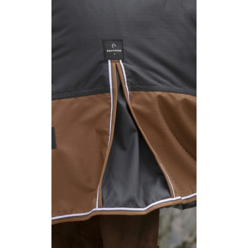 EQUITHÈME TYREX 600D "Aisance" Decke, 300g Füllung, Pferdedecke, grau/braun, Weidedecke