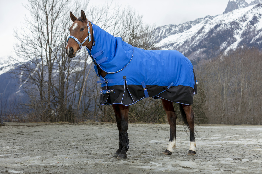 EQUITHÈME "TYREX 1200D" Halsteil, blau/schwarz, 200g Füllung