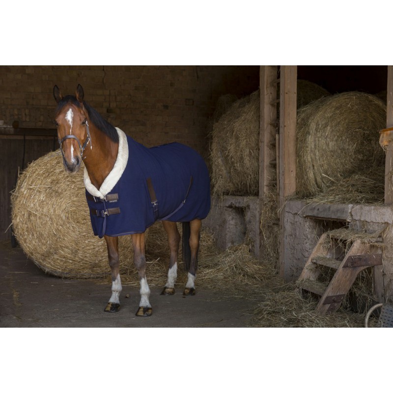 EQUITHÈME "Teddy", Polarfleecedecke, Abschwitzdecke, marineblau