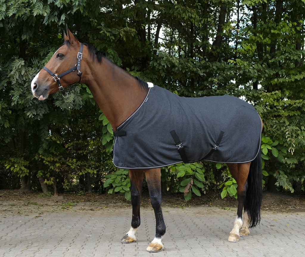 EQUITHÈME "Chiné", Polarfleece, vielseitige Decke, Abschwitzdecke, meliert grau