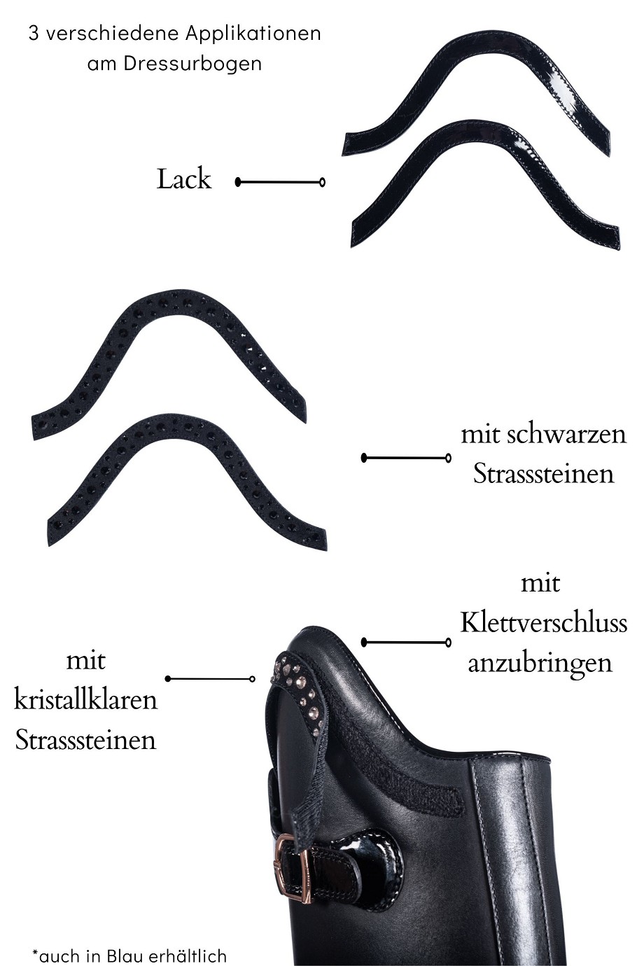 HKM Reitstiefel -Trinity- Standardlänge/-weite schwarz Applikationen