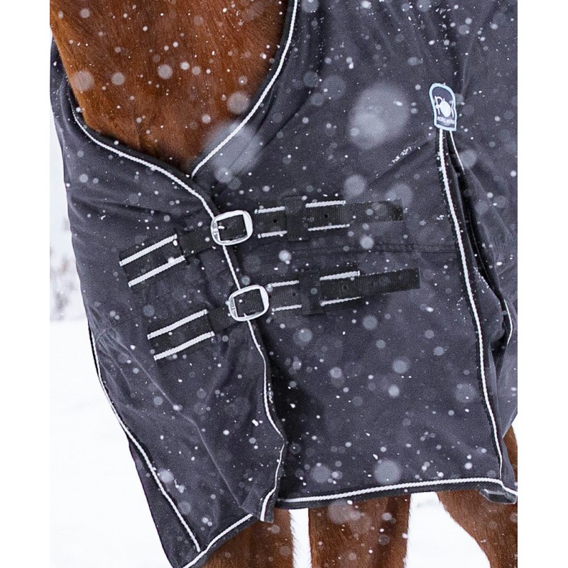 RIDING WORLD "Oxford", wasserdichte Decke mit Polarfleece-Futter, Pferdedecke, schwarz