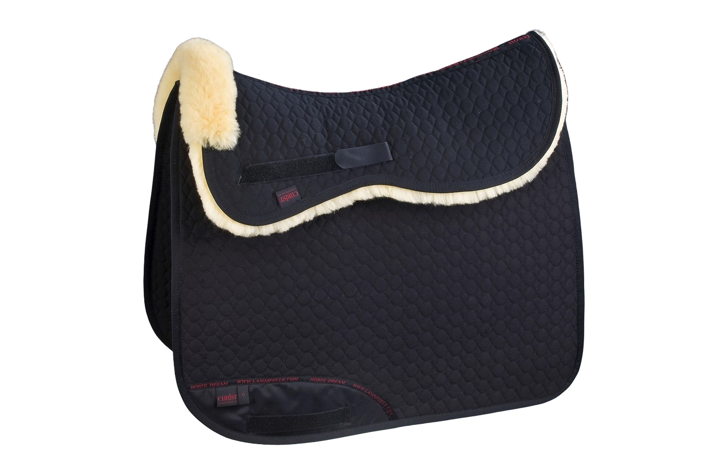 CHRIST Lammfell Sattelpad "Kombi", Warmblut/Full, schwarz/natur