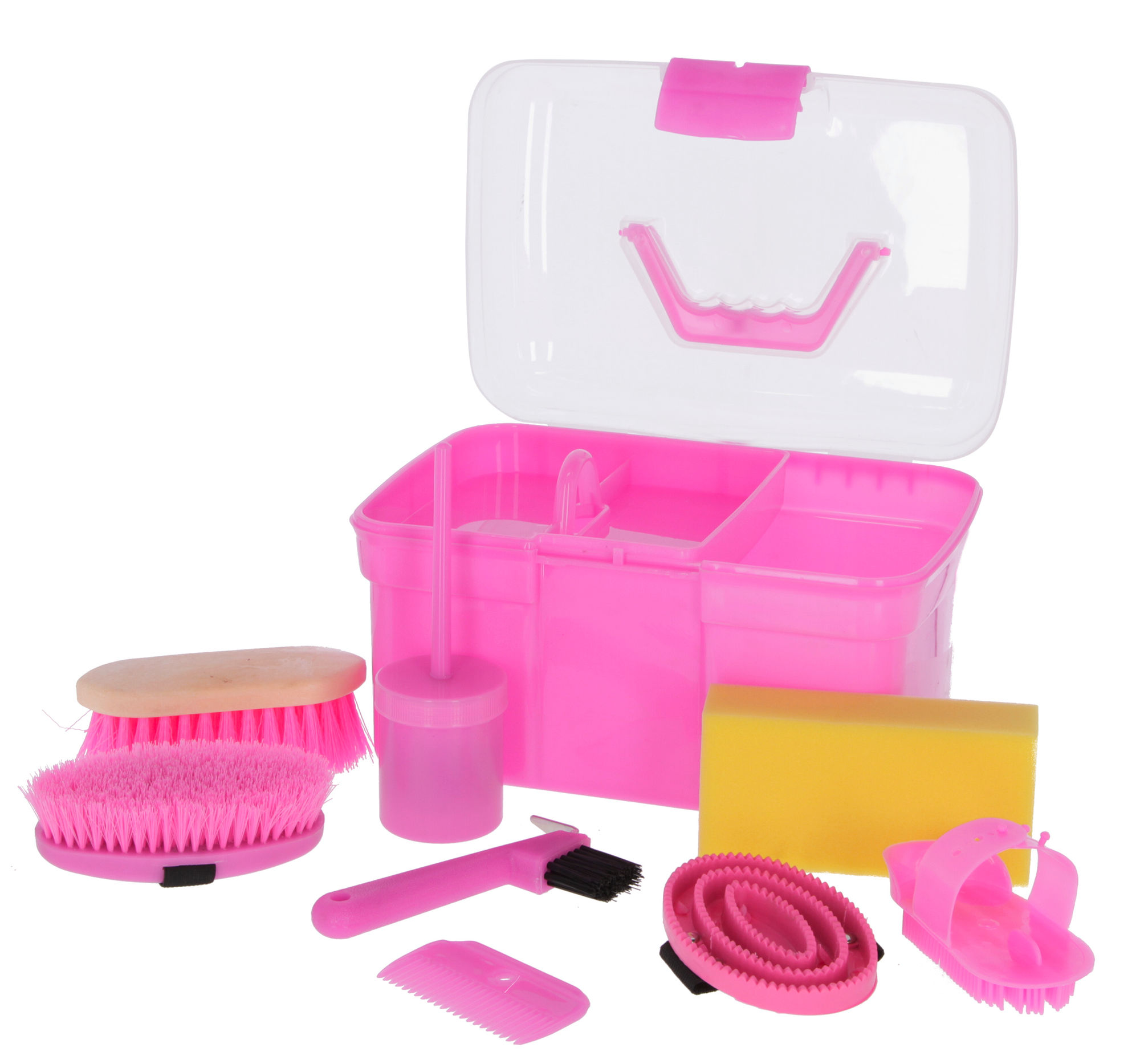 Kerbl Putzbox befüllt für Kinder, rosa, 8-teilig