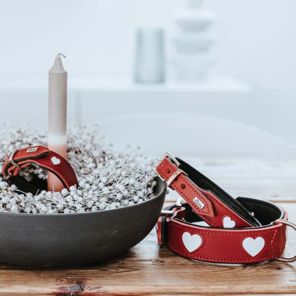 Hunter Halsband Love, rot/schwarz