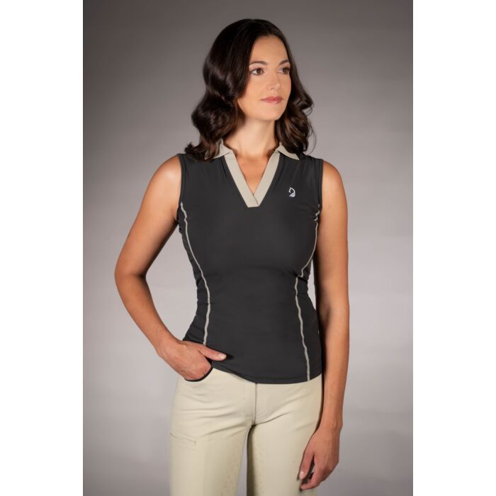 Poloshirt "Limone", ärmellos, schwarz