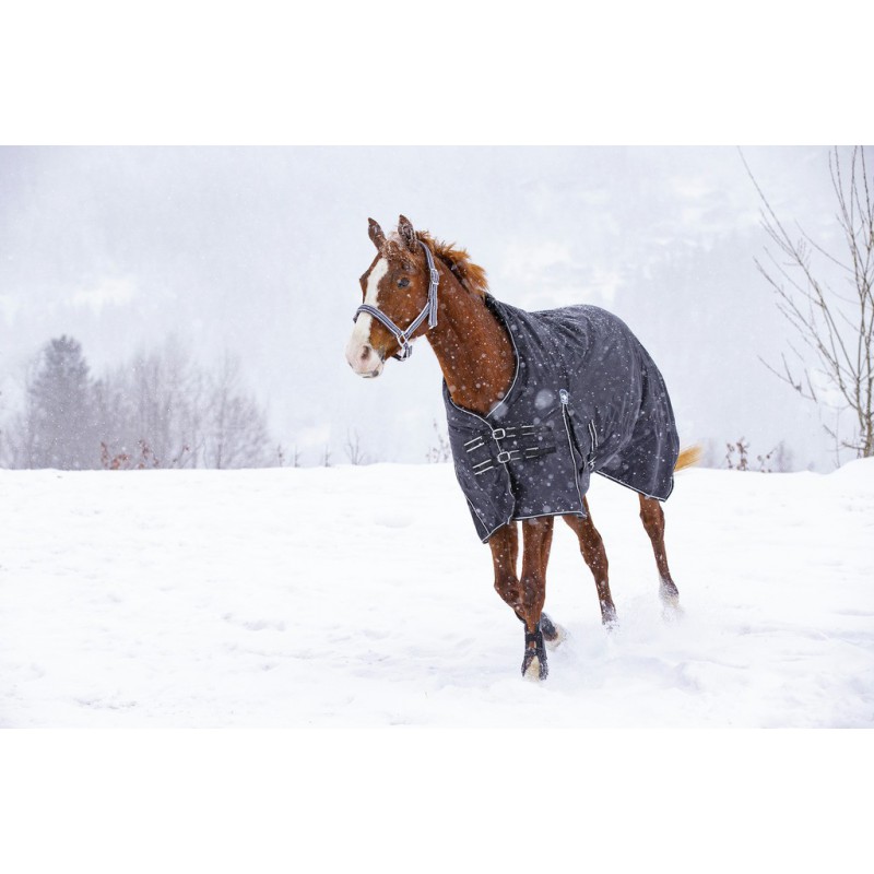 RIDING WORLD "Oxford", wasserdichte Decke mit Polarfleece-Futter, Pferdedecke, schwarz