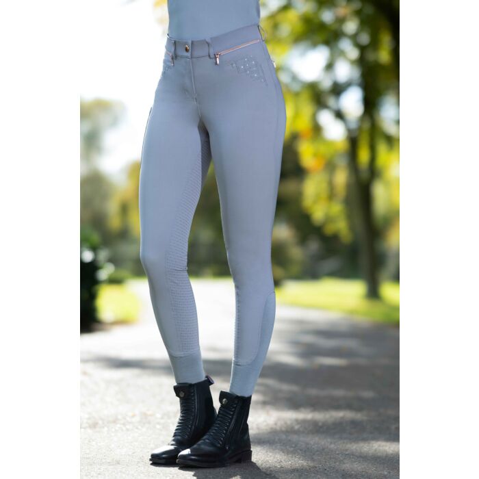 HKM Reithose "Rosegold Sparkle Style"  Sil.-Vollbesatz,grau/rosegold