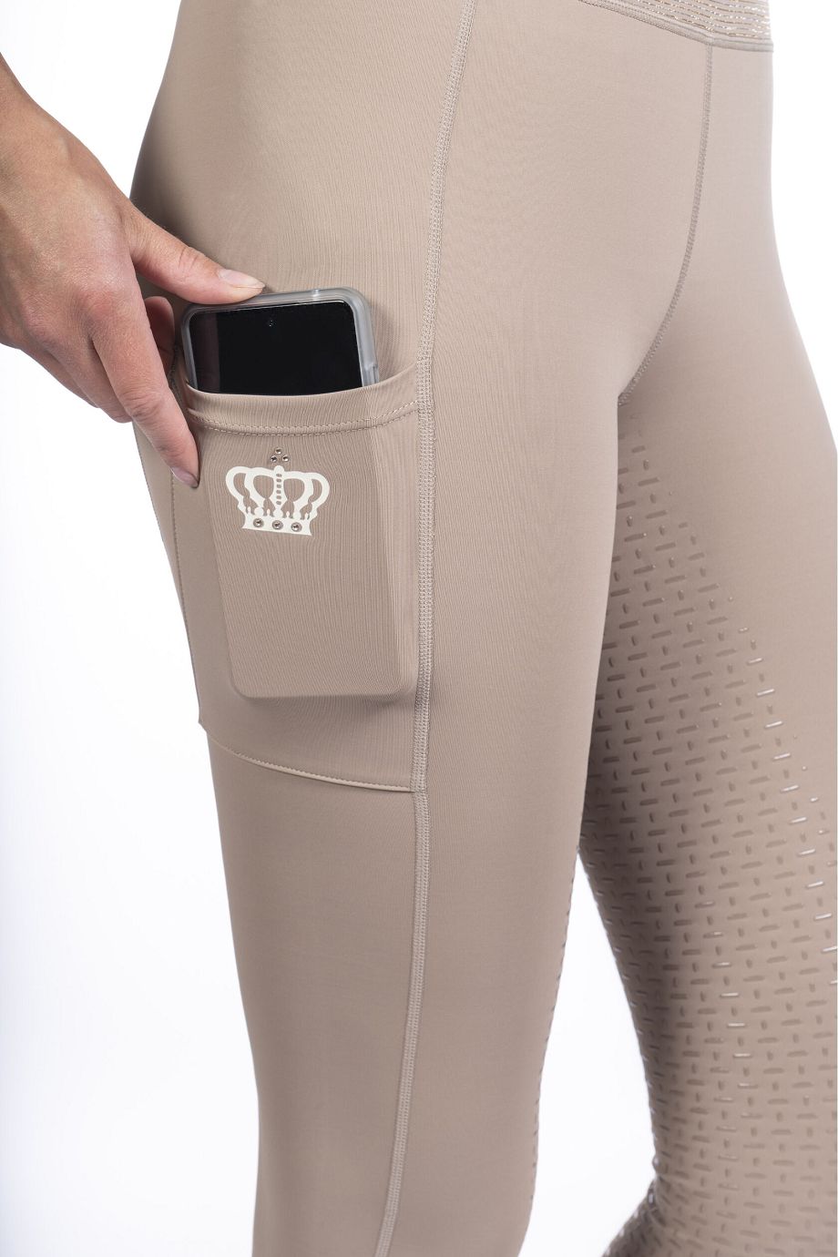 HKM Reitleggings "Lavender Bay" Silikon-Vollbesatz,taupe,32/34,Sale