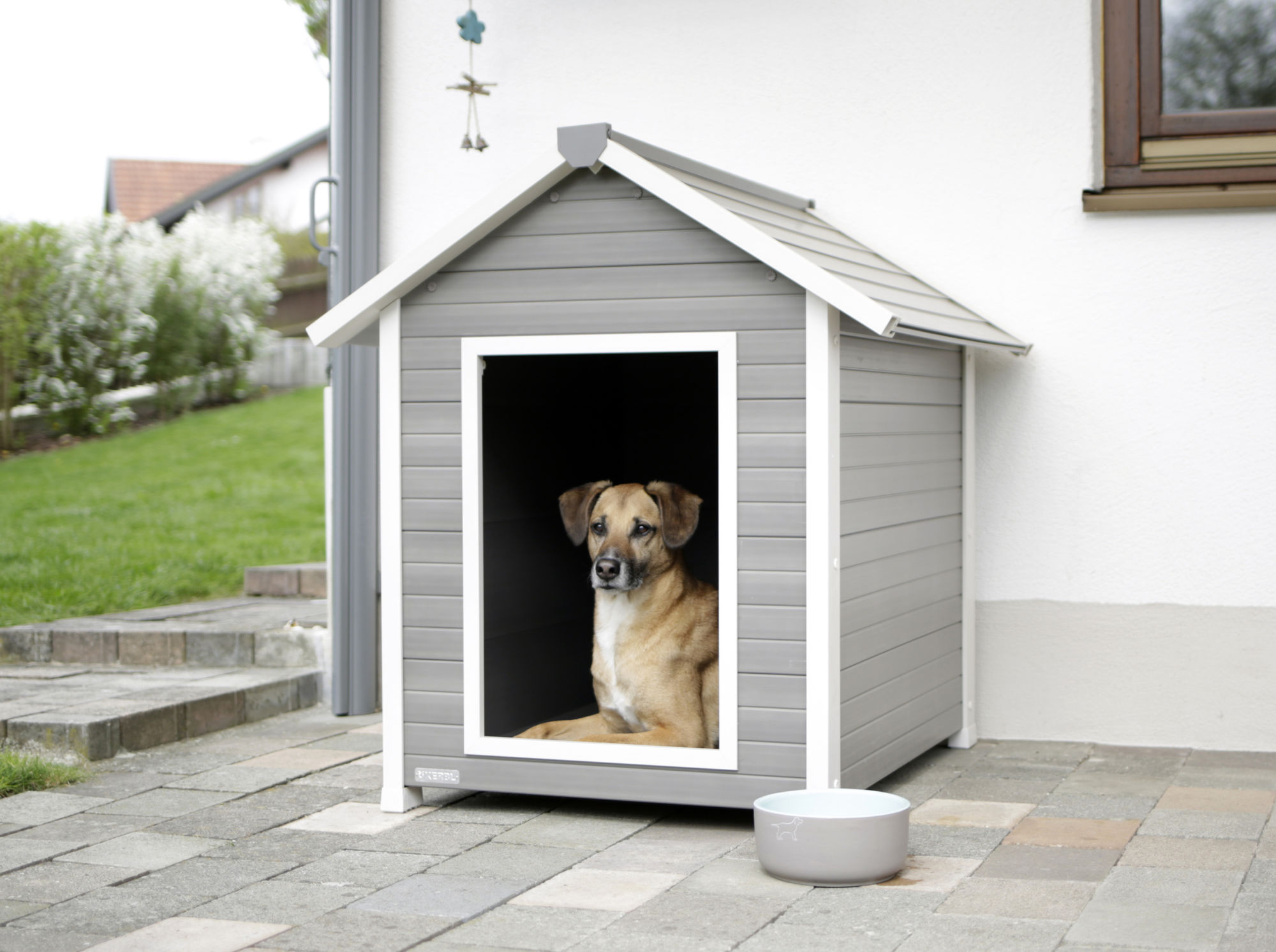 Kerbl ECO-Hundehütte "Hendry", 101 x 88 x 98 cm, grau/weiß