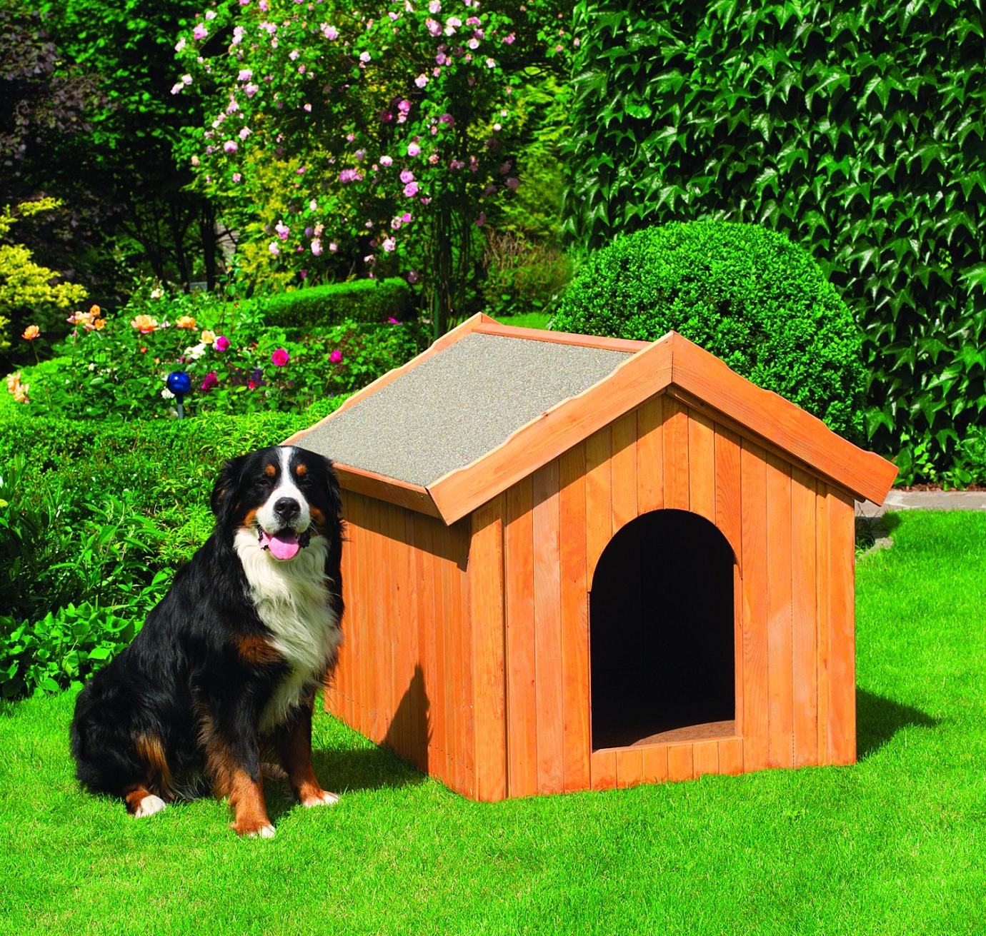 Pferdesport Hundehütte "Marlon III" honigbraun Massivholz 114x102x96cm Hundehaus