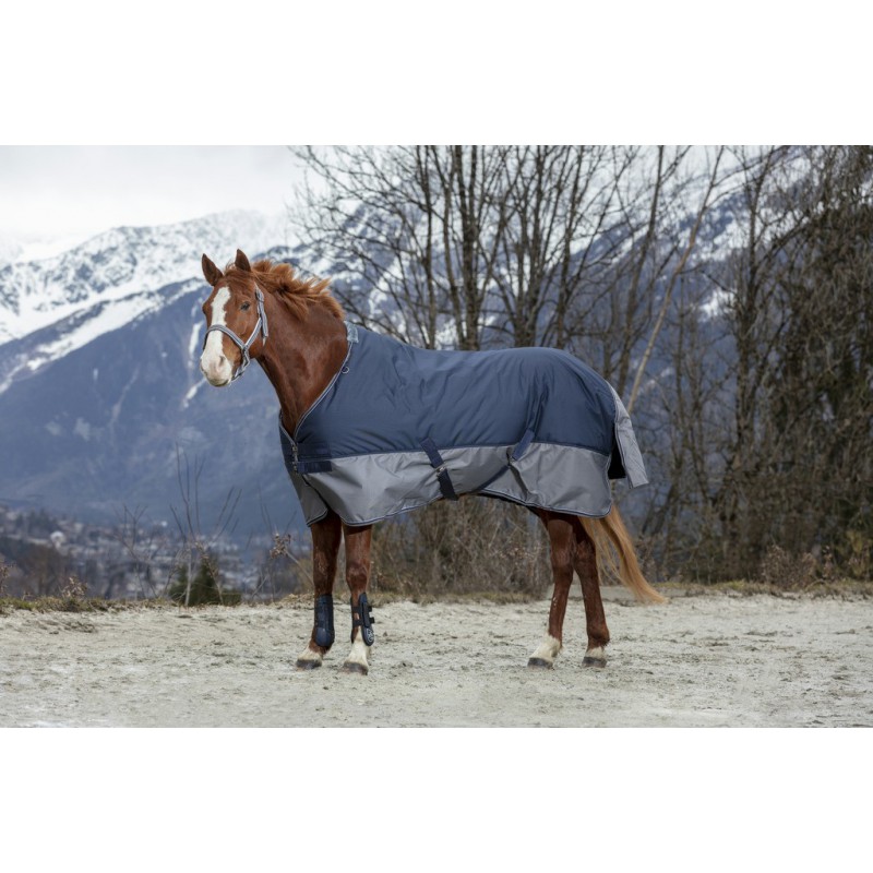 EQUITHÈME "TYREX 600 D" Decke, 150g Füllung, Pferdedecke, marineblau/grau, Weidedecke