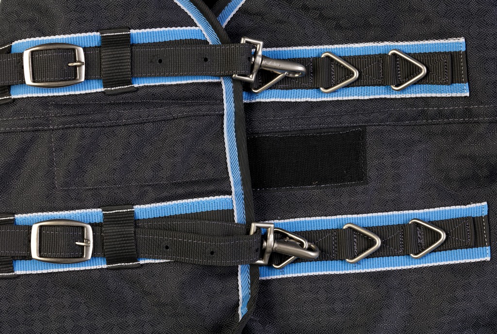 EQUITHÈME "TYREX 1200D" 8000/8000 High-Neck-Decke, 300g Füllung, Pferdedecke, grau/blau, Weidedecke