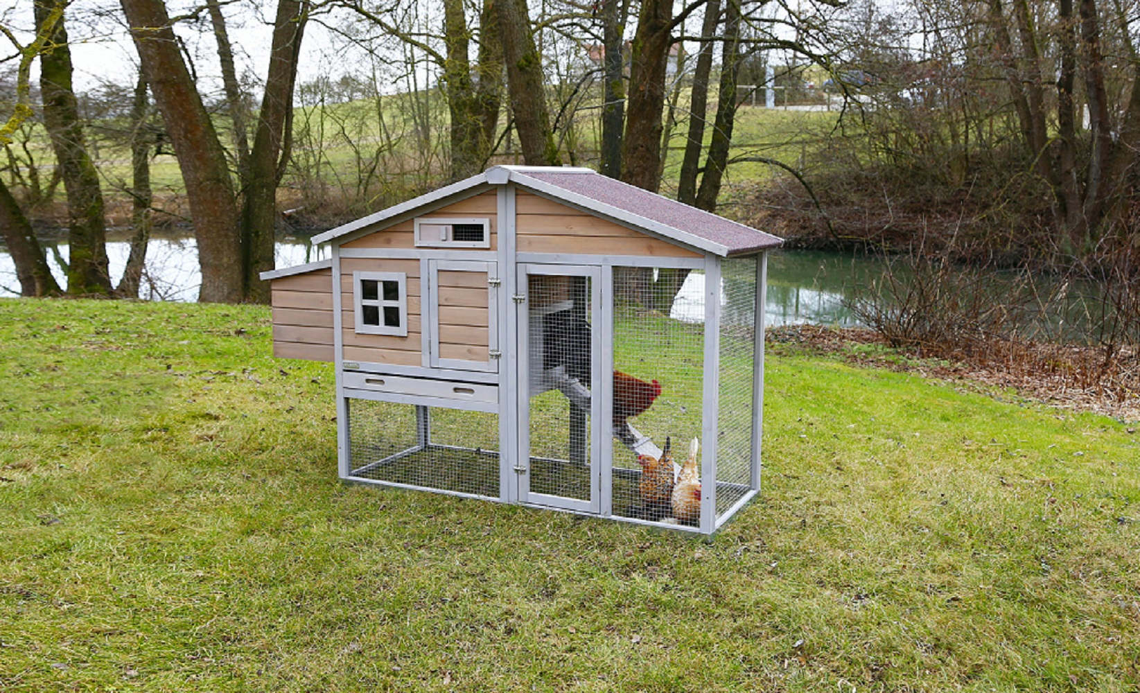 Kerbl Hühnerstall Bonny, 181 x 65 x 118 cm, mit Metallrahmen am Boden