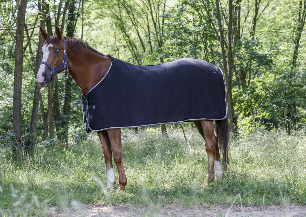 RIDING WORLD, Polarfleecedecke, Abschwitzdecke, schwarz/grau
