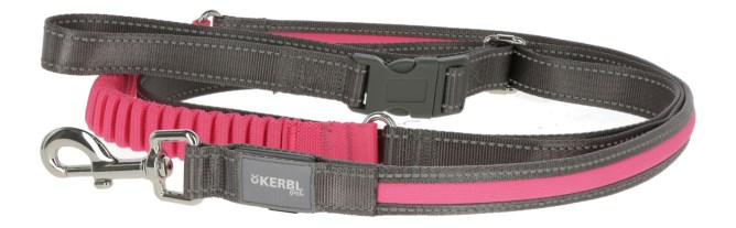 Kerbl Joggingleuchtleine Light & Reflex grau / neon pink 25mm reflektierend