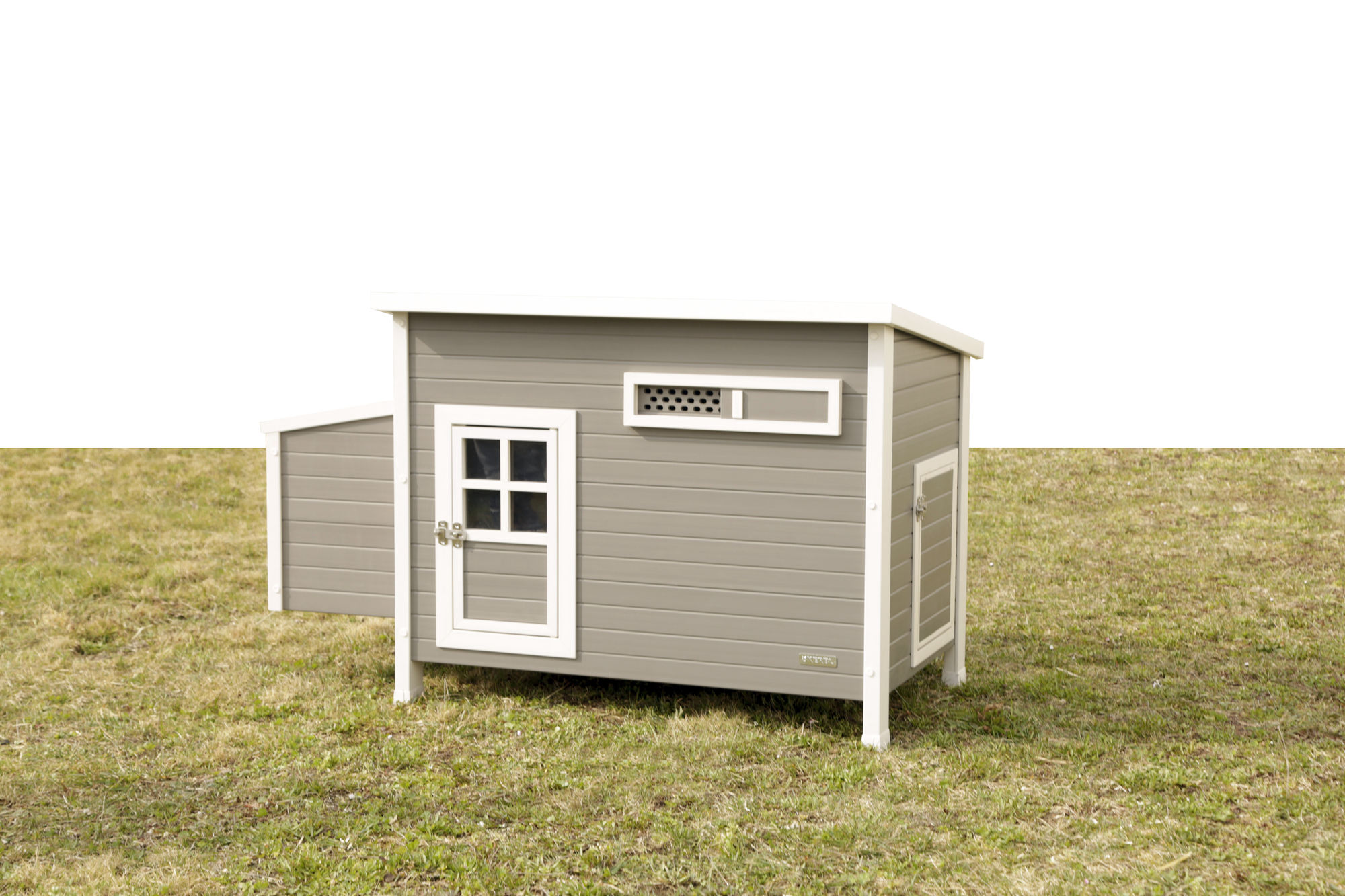 Kerbl ECO-Kunststoffstall "Barney", Hühnerstall, 137 x 73 x 83 cm, weiß/grau