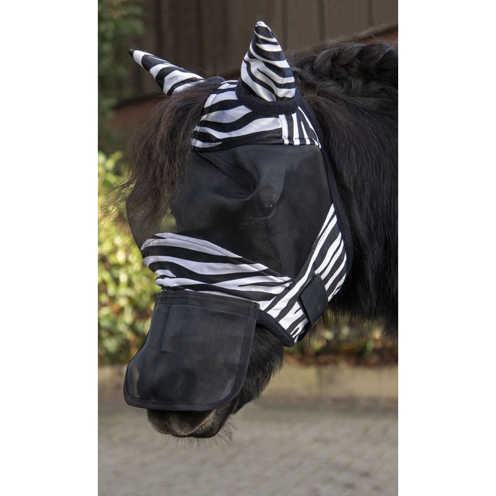 Fliegenschutzmaske "Zebra", Shetty, schwarz/weiß