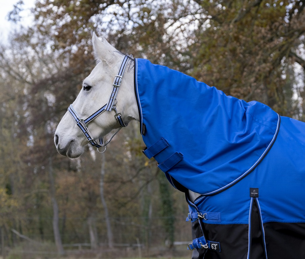 EQUITHÈME "TYREX 1200D" Halsteil, blau/schwarz, 200g Füllung