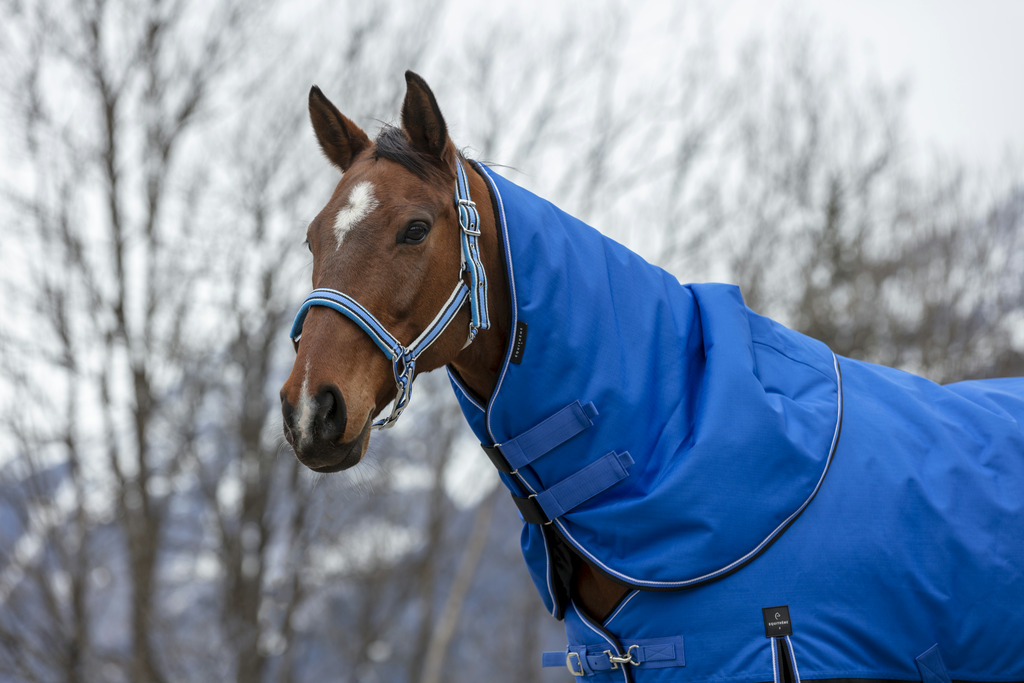 EQUITHÈME "TYREX 1200D" Halsteil, blau/schwarz, 200g Füllung