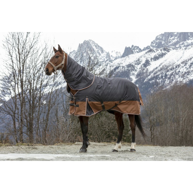 EQUITHÈME TYREX 600D "Aisance" Decke, 300g Füllung, Pferdedecke, grau/braun, Weidedecke