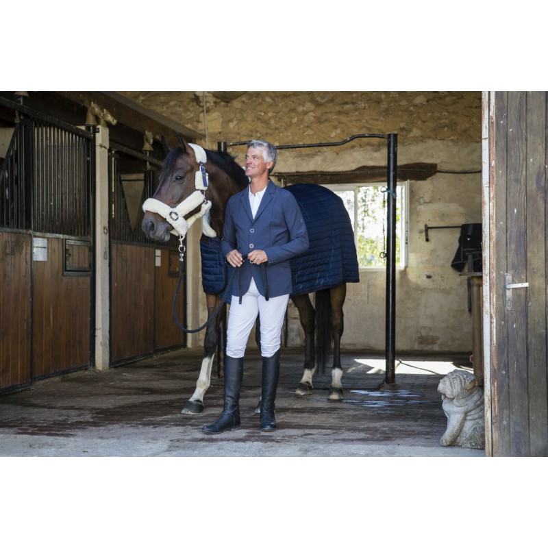 EQUITHÈME "Teddy", Stalldecke, mit synthetischem Lammfell-Futter, marineblau