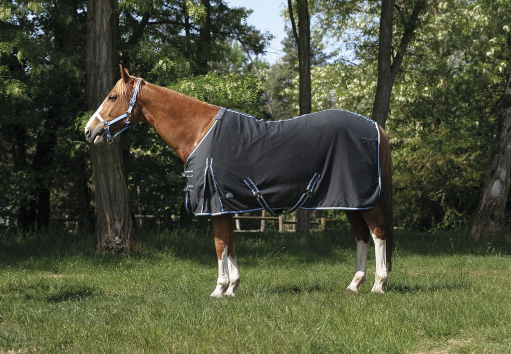 EQUITHÈME, Polybaumwolldecke, Pferdedecke, grau/blau