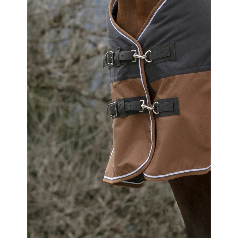 EQUITHÈME TYREX 600D "Aisance" Decke, 300g Füllung, Pferdedecke, grau/braun, Weidedecke