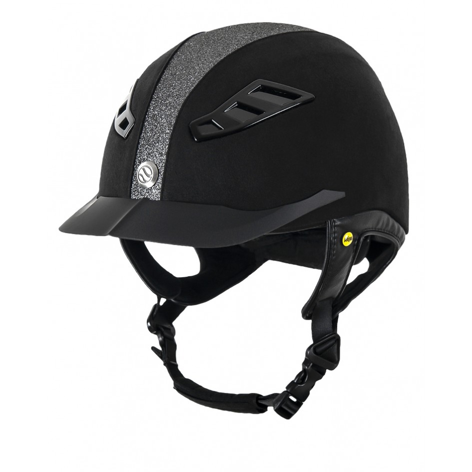 Back on Track Reithelm "EQ3 Lynx Micromocca", schwarz/silber, Glitzer