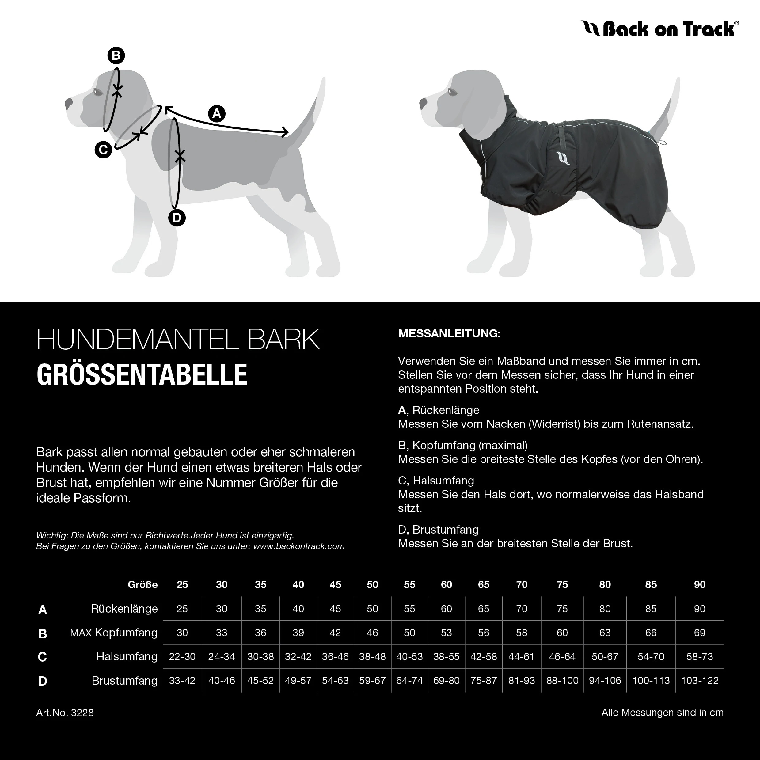 Back on Track Hundemantel Bark, schwarz, Allround Mantel