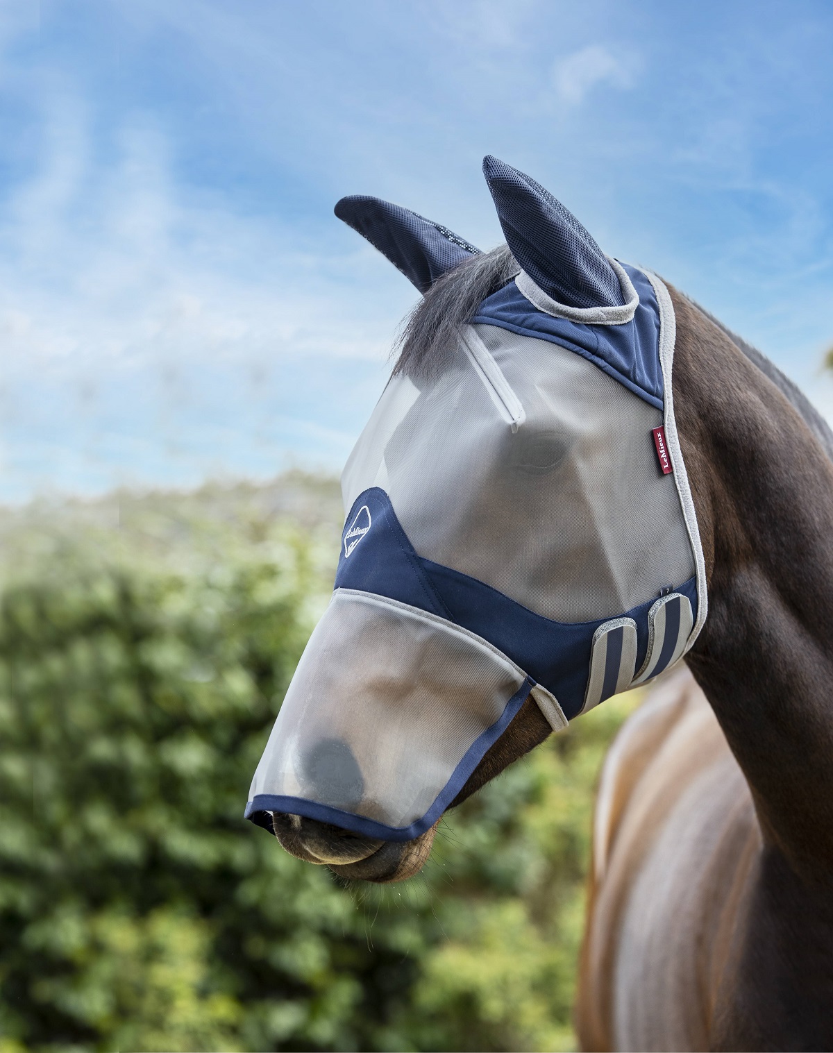 LeMieux Armour Shield Pro Fliegenmaske, mit Nasen- und Ohrenschutz, navy
