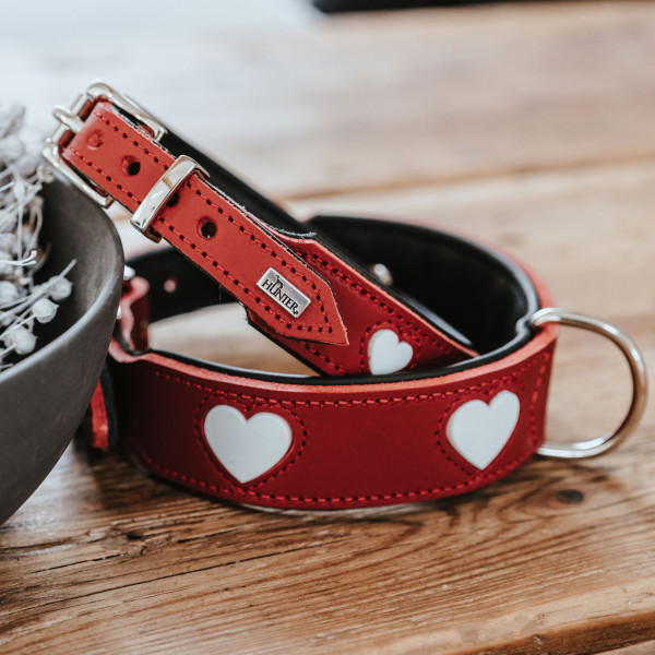 Hunter Halsband Love, rot/schwarz