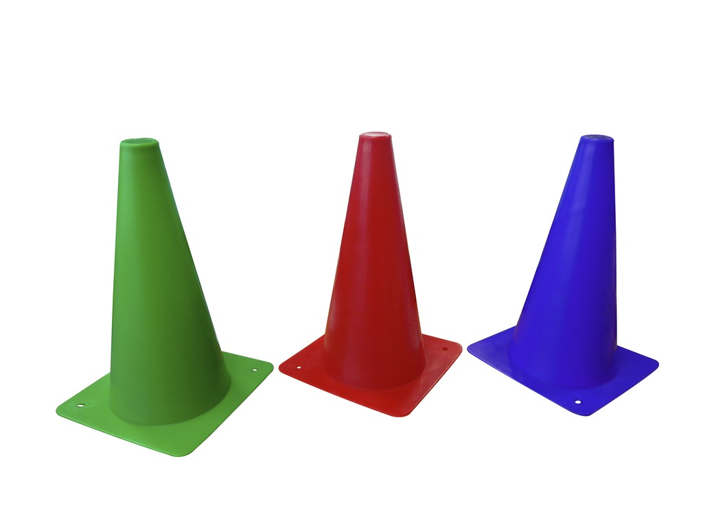 Trainingskegel 4er Set Pylonen rot gelb grün blau bunt 30cm hoch 4-teilig