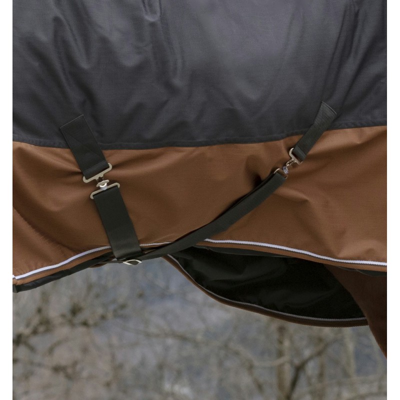 EQUITHÈME TYREX 600D "Aisance" Decke, 300g Füllung, Pferdedecke, grau/braun, Weidedecke