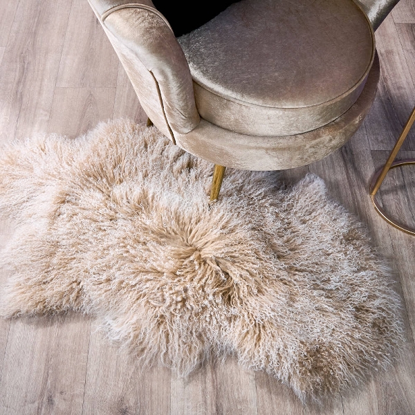 Lammfell "Labit" beige tibetanischer Lammpelz 50x90cm Lammfell