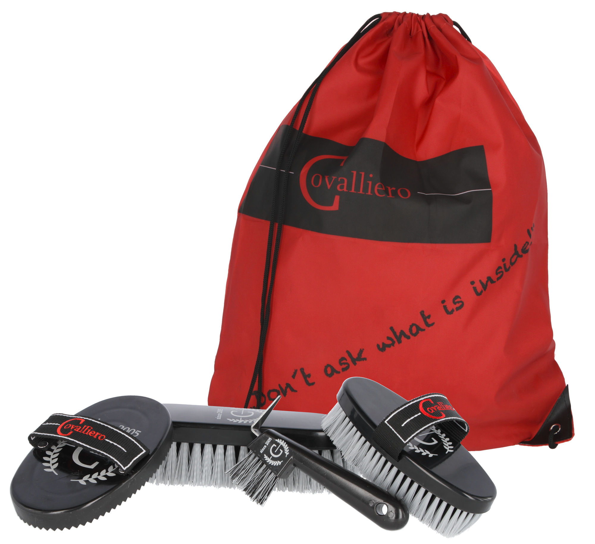 Covalliero Putzbeutel, 5er-Set, rot/schwarz
