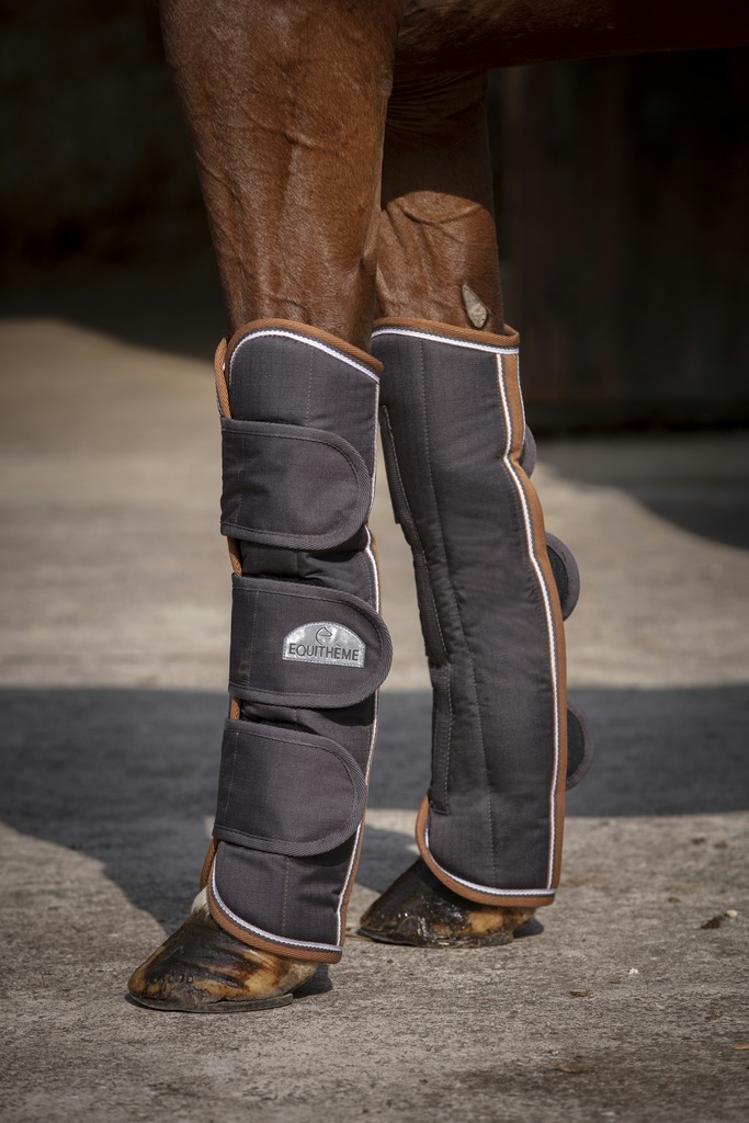 EQUITHÈME "TYREX 600D" Transportgamaschen, grau/braun